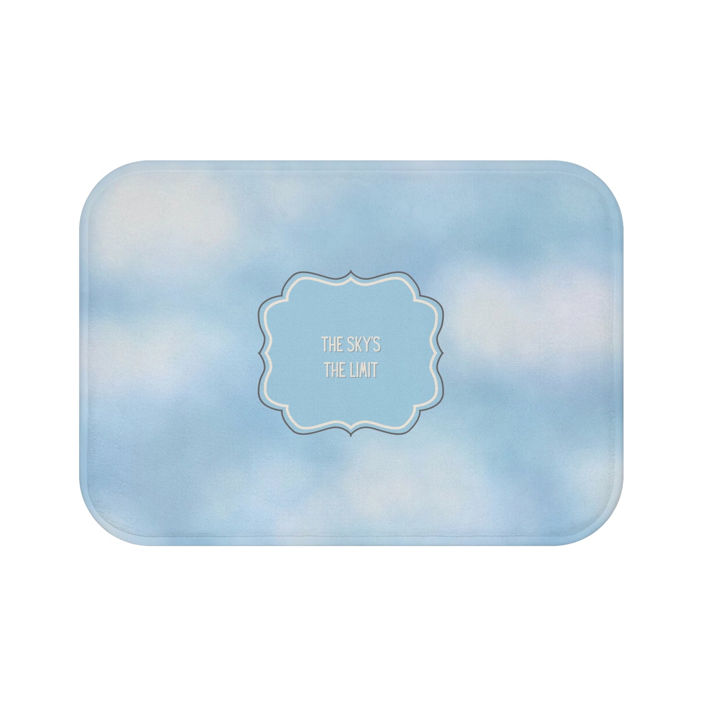Rectangular blue and white product with 'The Sky's The Limit' text on a white background