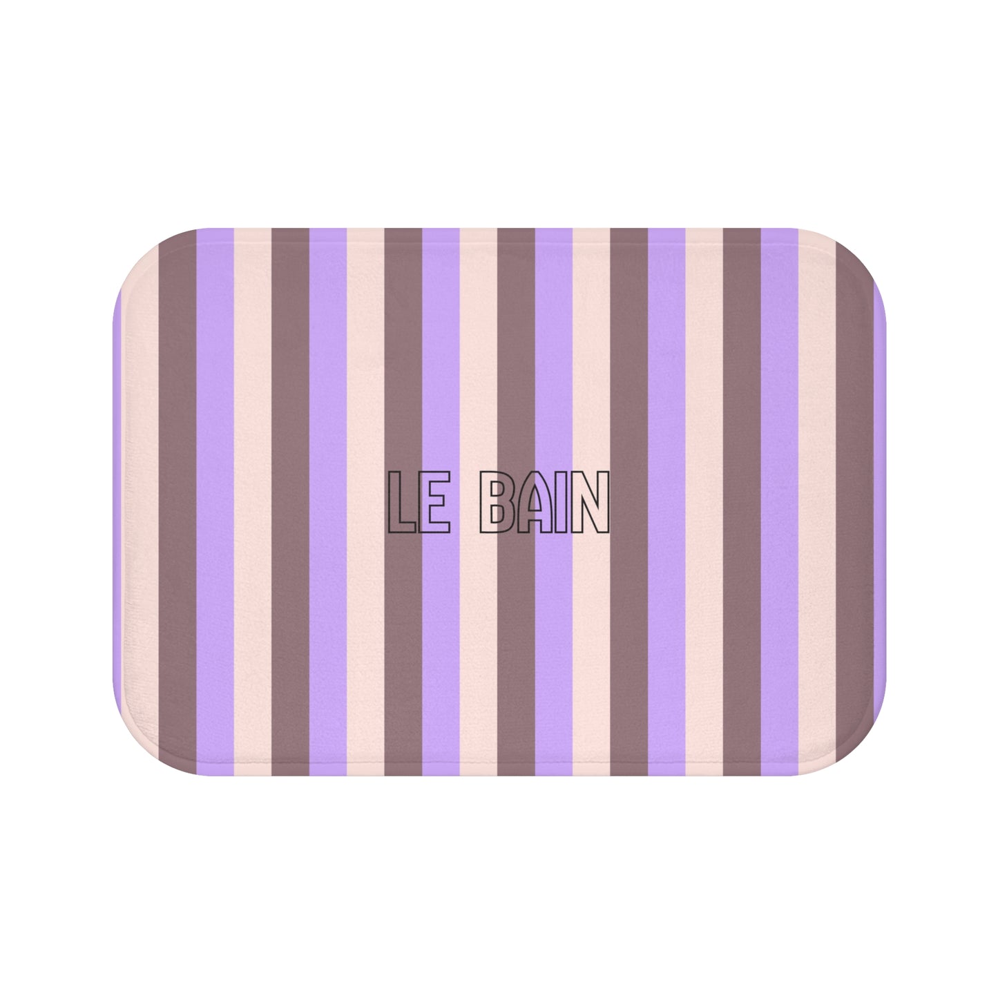 Rectangular tray with purple and beige stripes and 'LE BAIN' branding on a white background