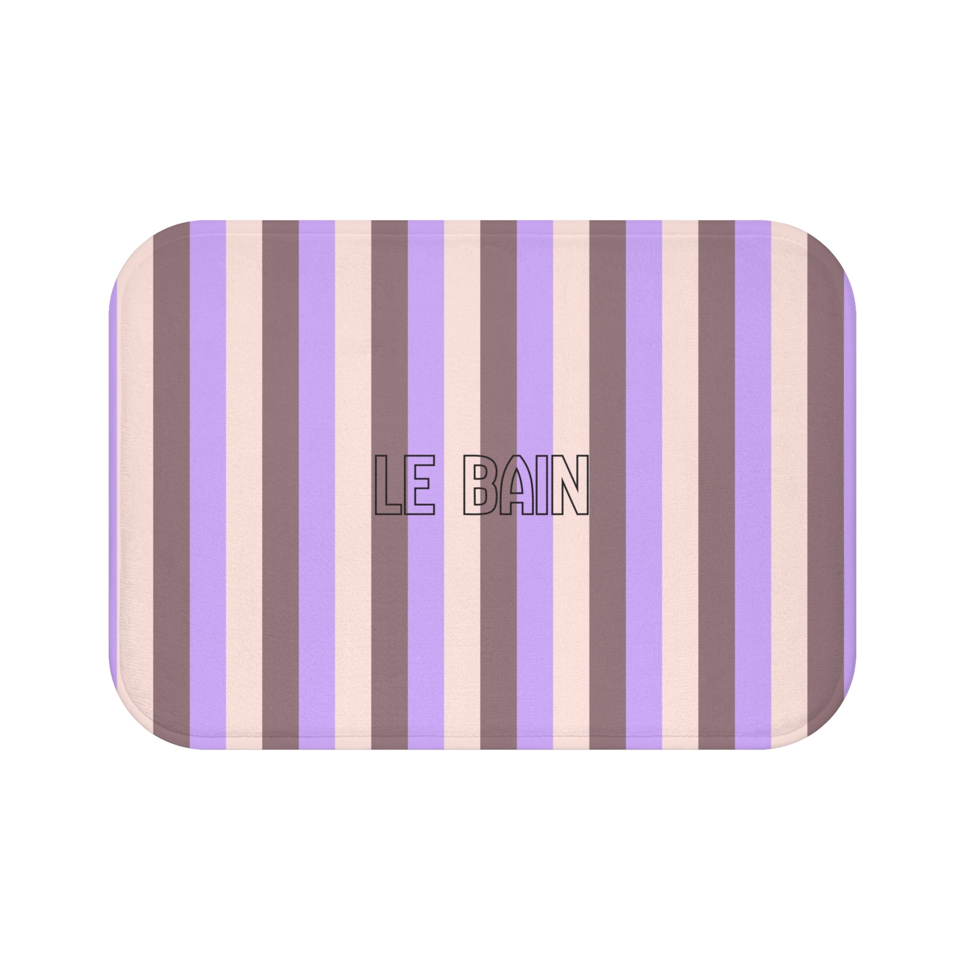 Rectangular tray with purple and beige stripes and 'LE BAIN' branding on a white background