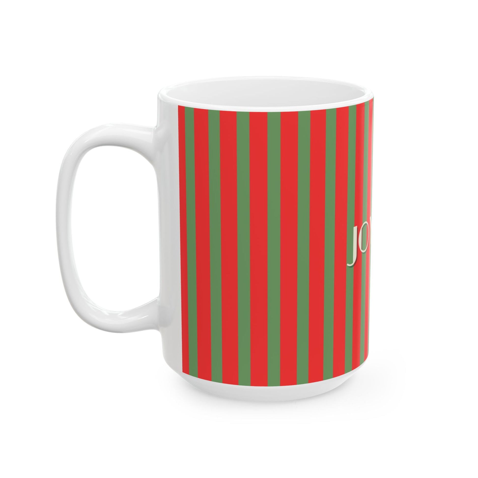 Joyeux Noel Red and Green Stripped Holiday Mug