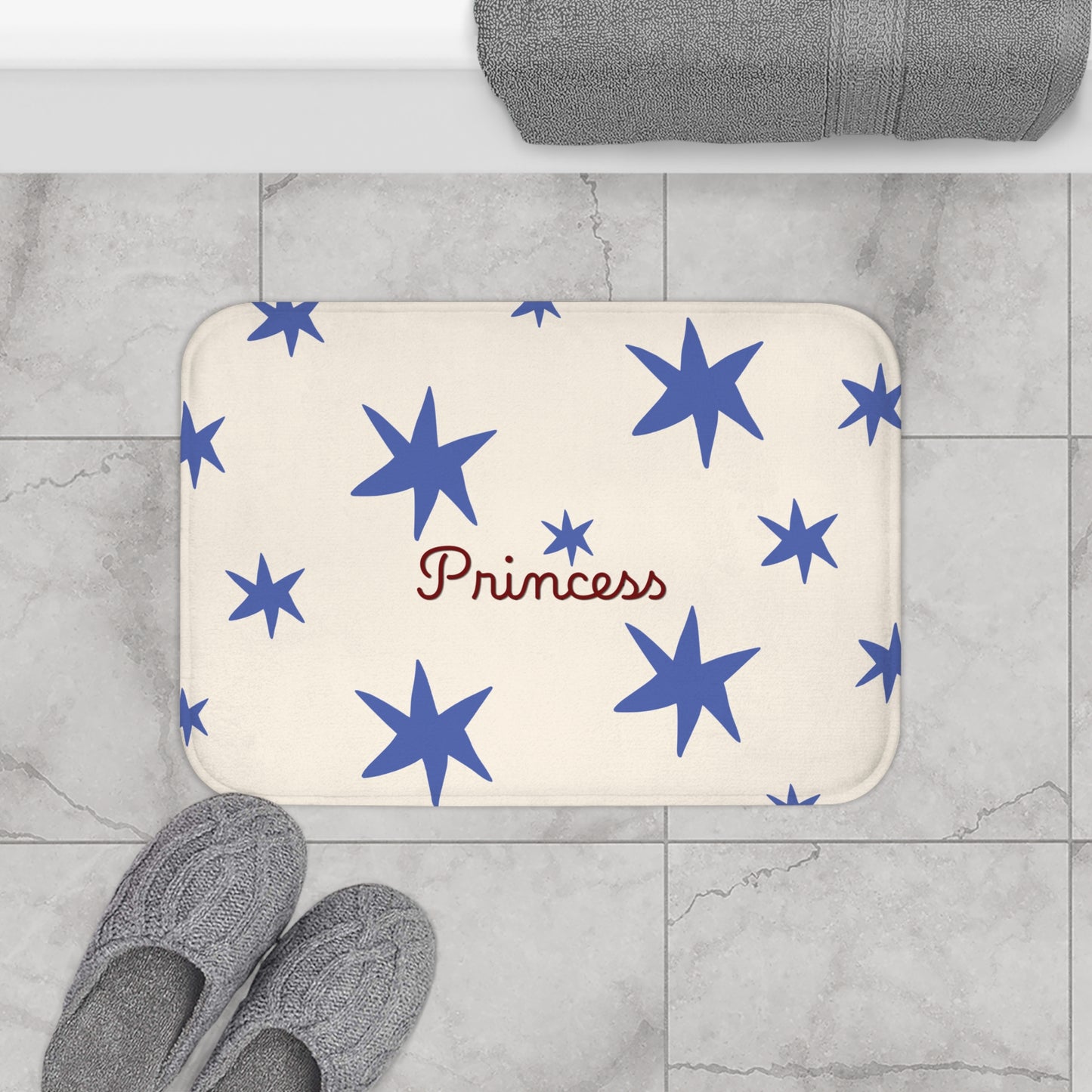Whimsical Princess Stars Bath Mat — Girly Bathroom Rug