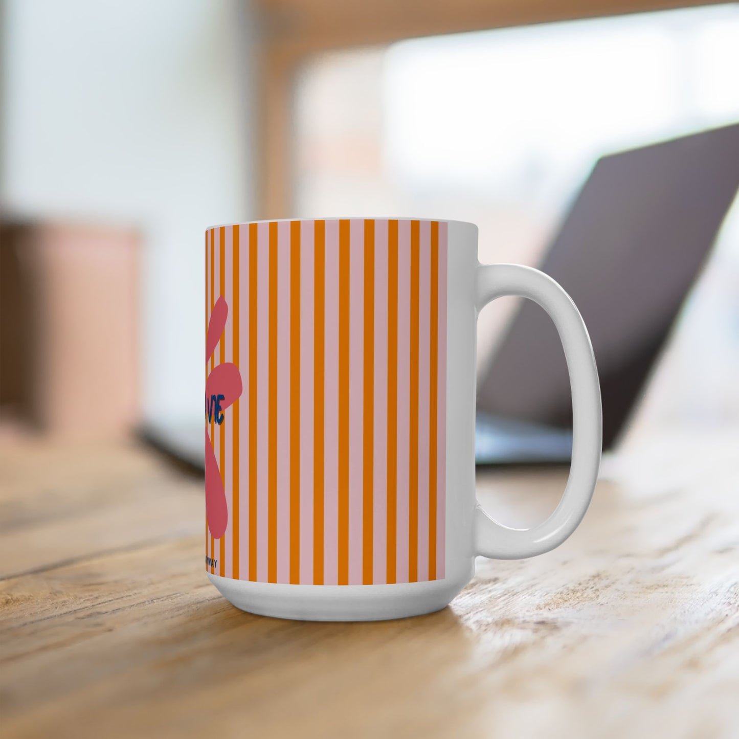 C'est la Vie 'Be Happy Anyway' Flower Ceramic Mug, PINK - Encouragement Gift