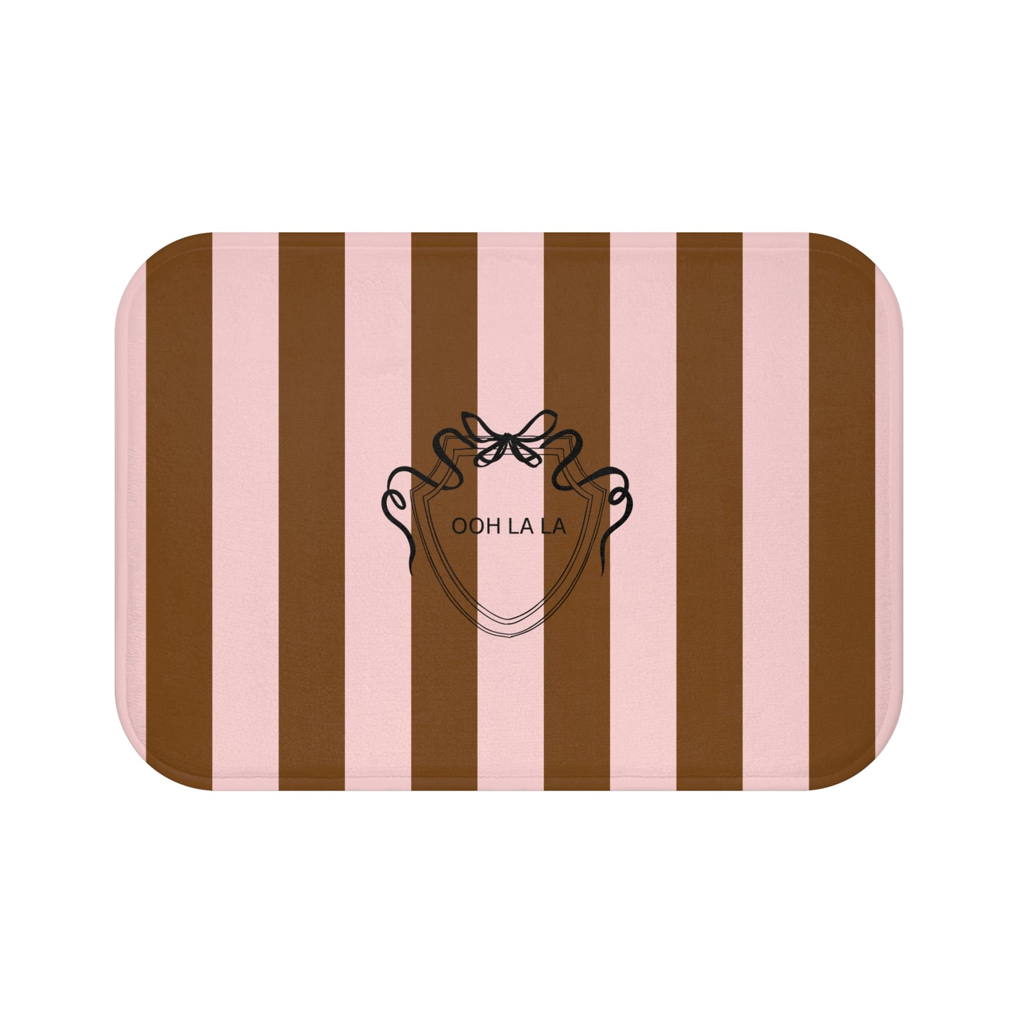 Ooh La La Pink and Brown Striped Bath Mat