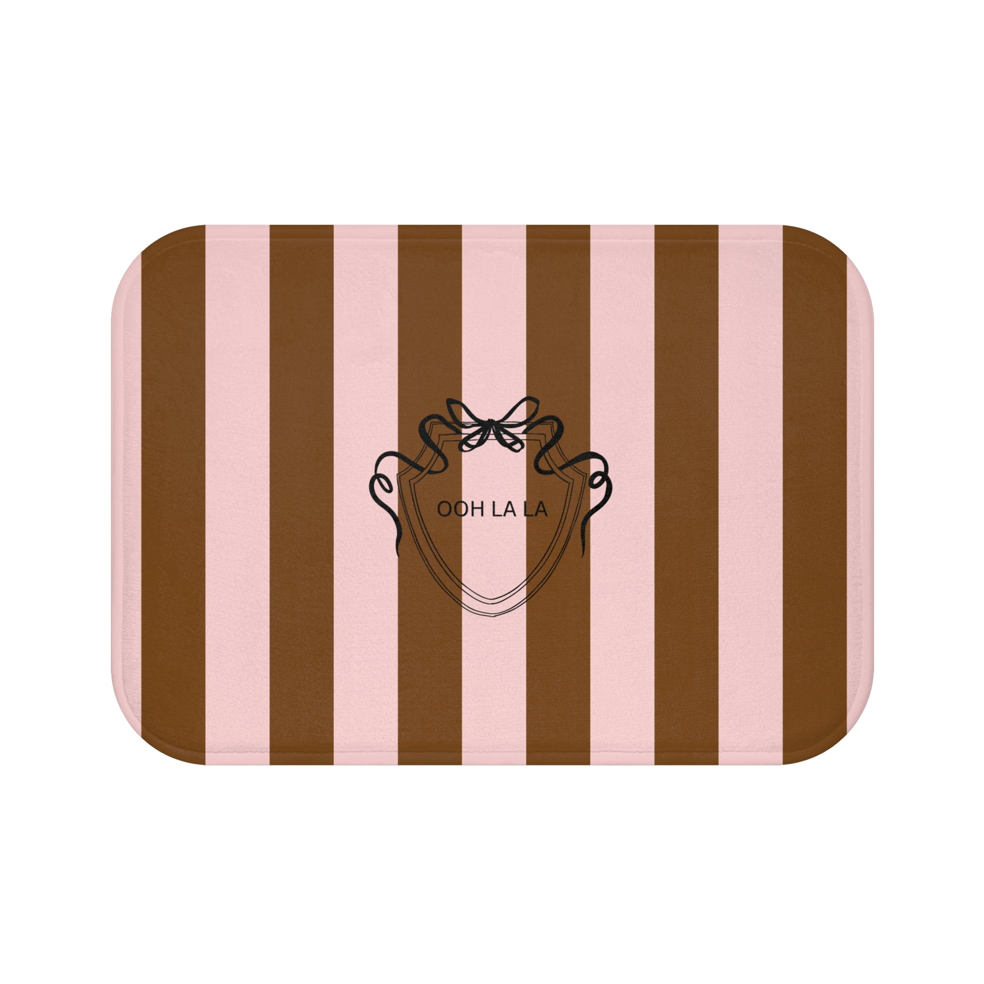 Ooh La La Pink and Brown Striped Bath Mat