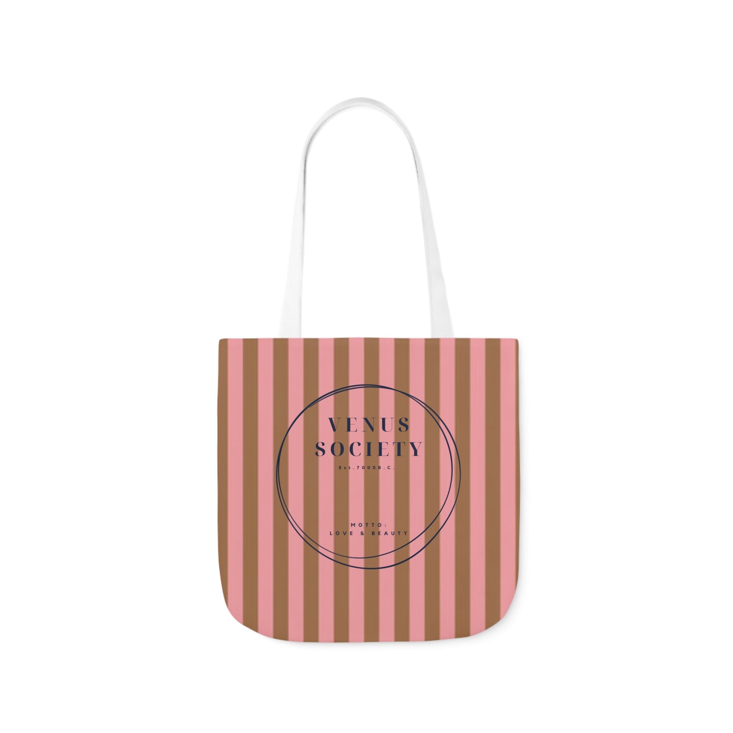 Preppy Pink and Brown Striped Venus Canvas Tote, Venus Society