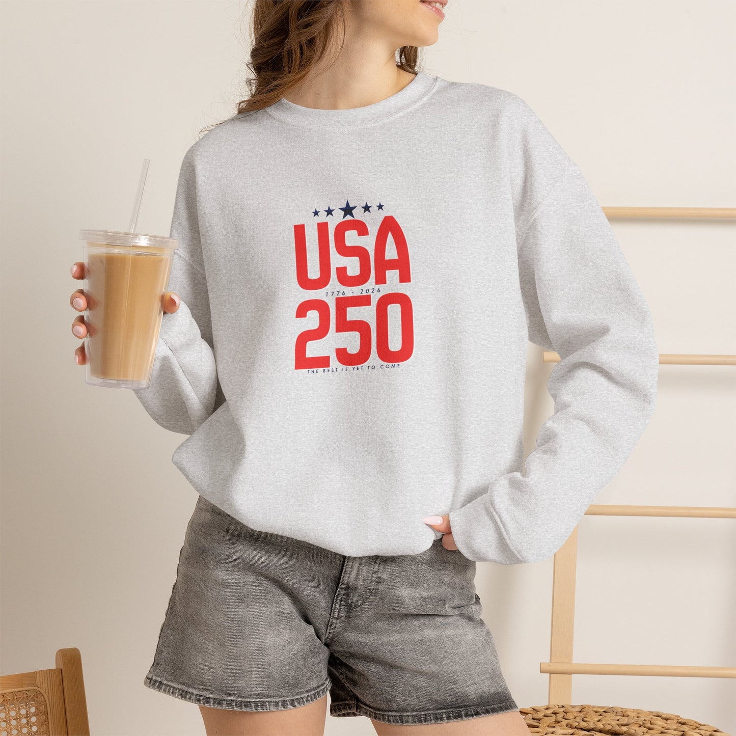 USA 250 Crewneck Sweatshirt — Patriotic 250th Anniversary Pullover