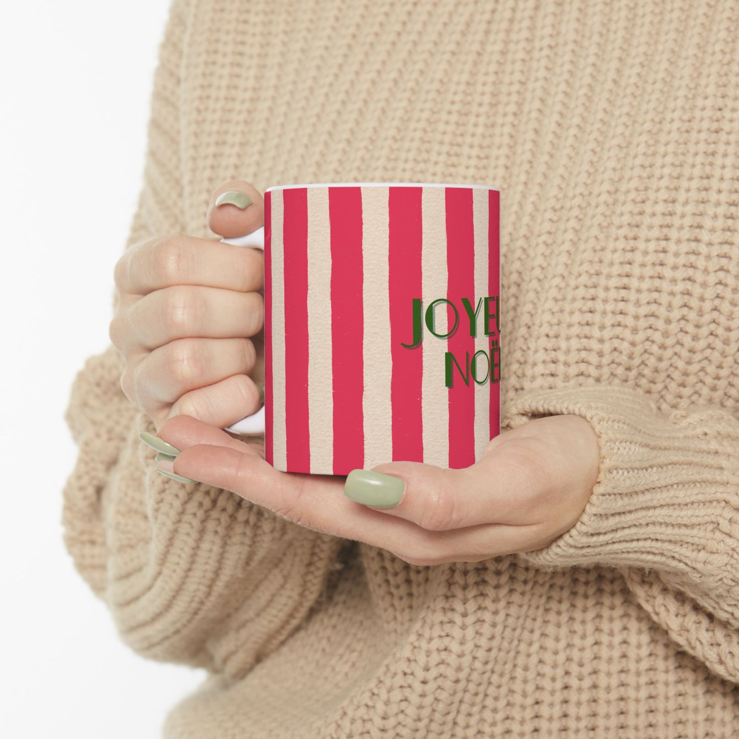 Festive "Joyeux Noel" Christmas Cup, French Preppy