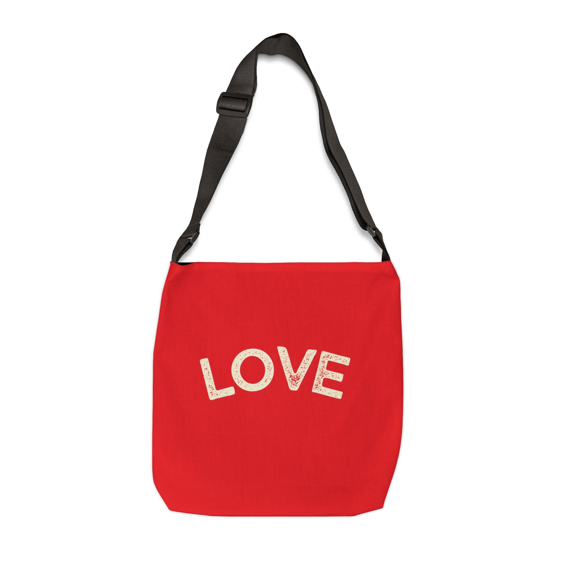 Red bag with 'LOVE' text on a white background