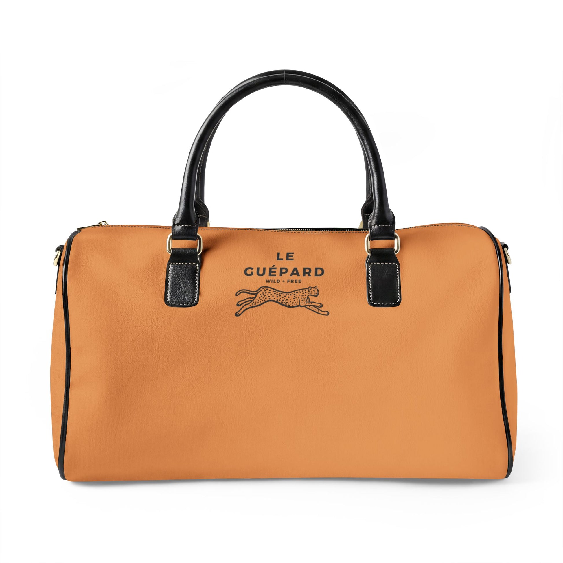 Chic Vegan Leather Travel Duffle, Tan