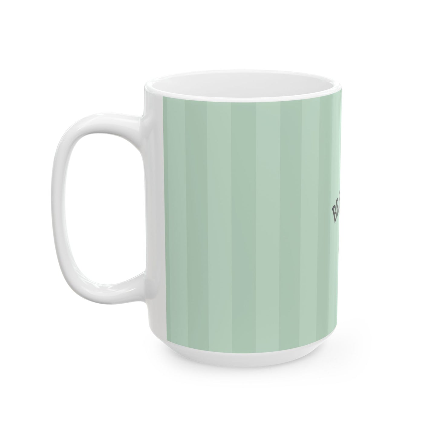 Ceramic Mug — "The Breakfast Club" Mint Striped Coffee Mug (11oz & 15oz)