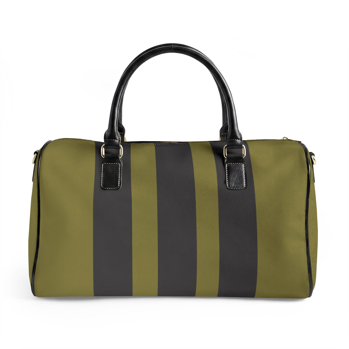 Escape Vegan Leather Travel Bag — Olive Stripes Unisex Duffle