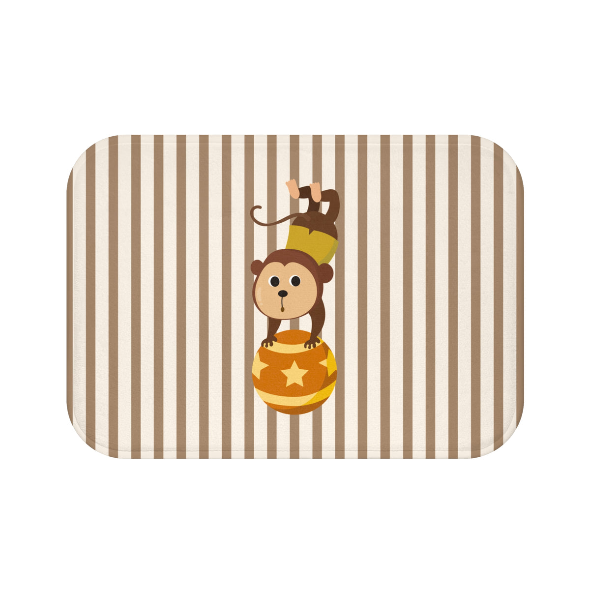 Circus Monkey Bath Mat with Striped Nursery Design