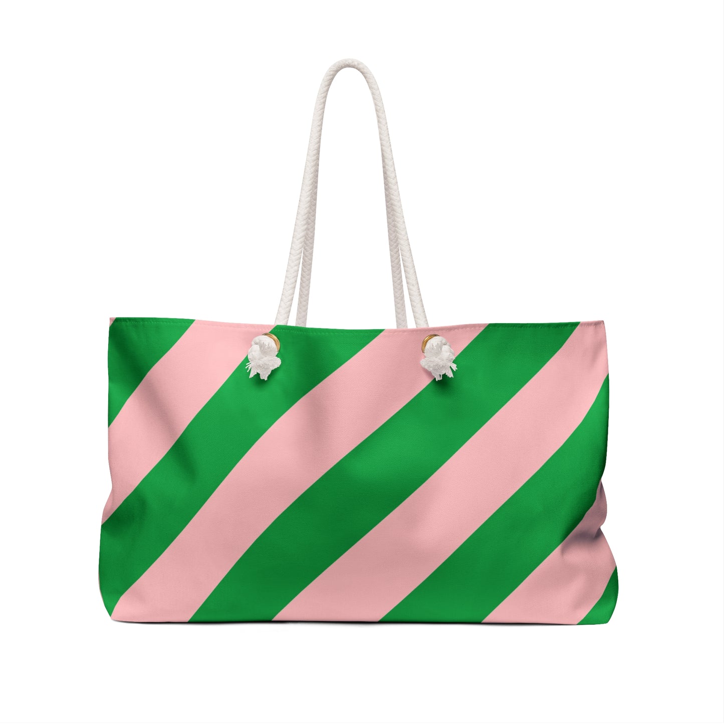 Pink/Green striped Beach Tote