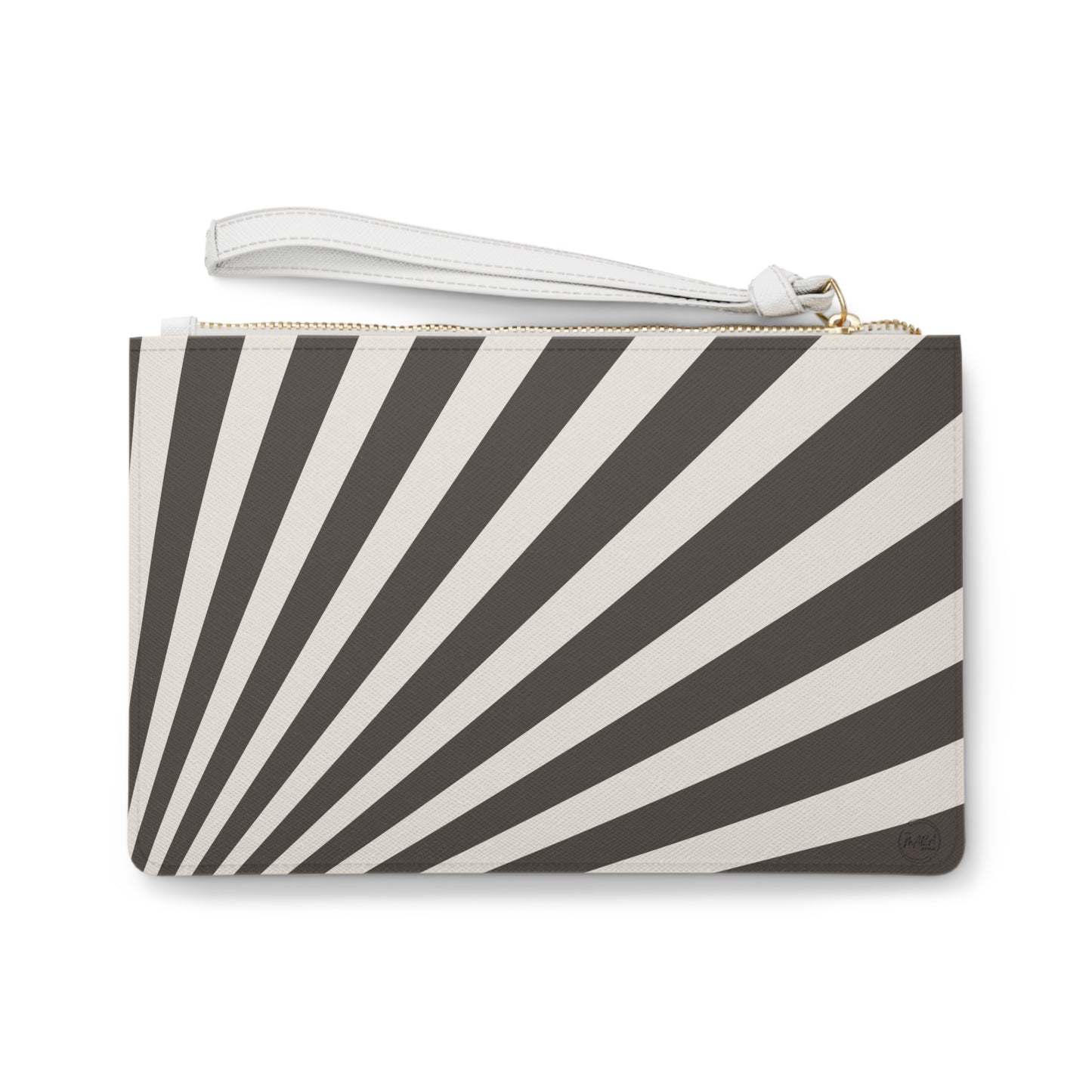 Pouch with black and white striped pattern on a white background
