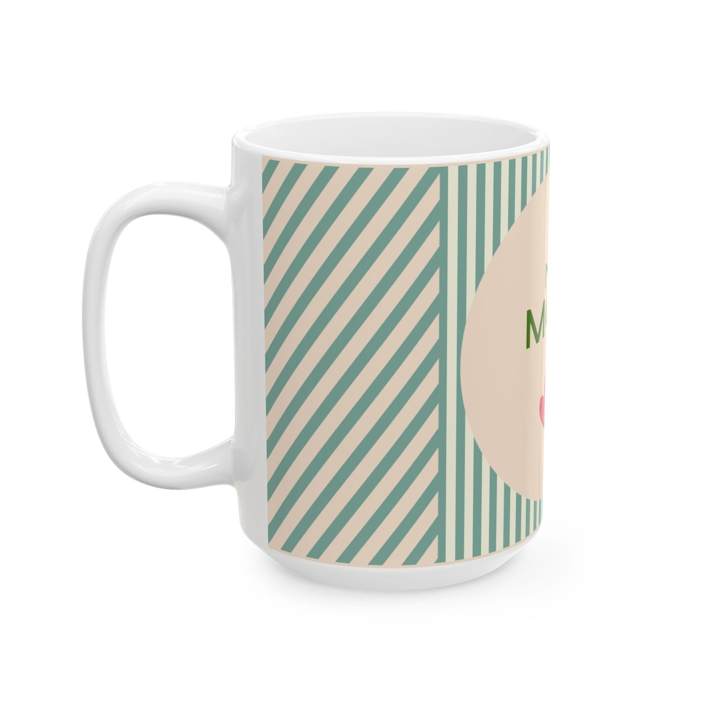 No.1 Mom Ceramic Mug — Green Striped Mother's Day Gift (11oz/15oz)