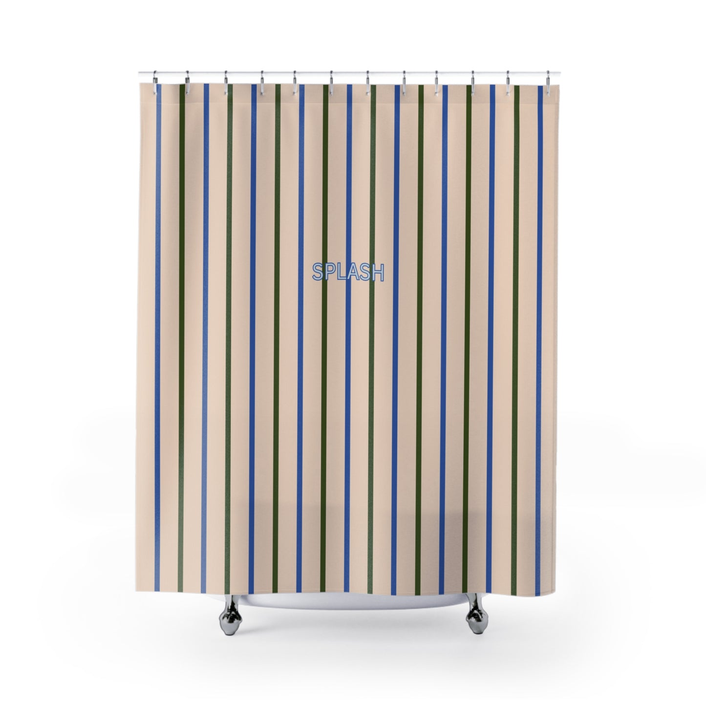 Playful 'SPLASH' Shower Curtain — Beige and Blue Modern Bath Curtain