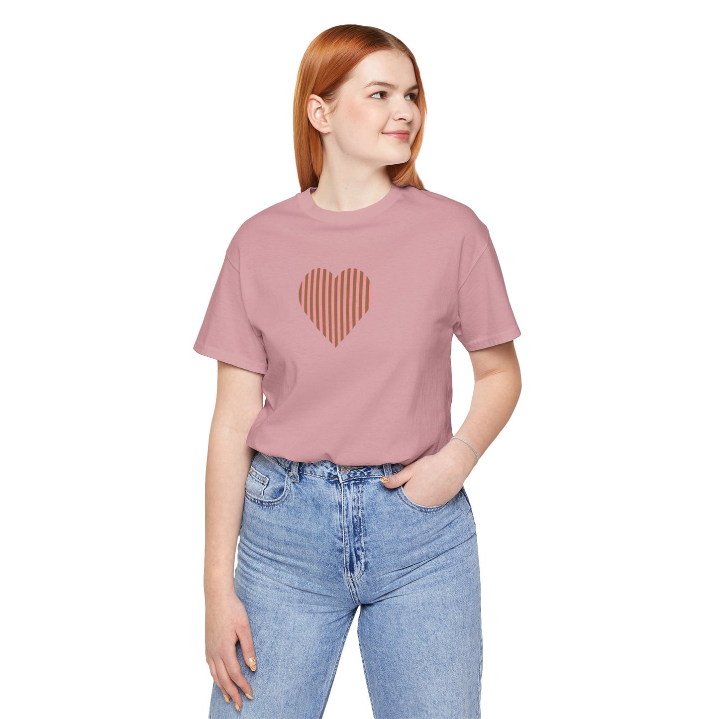 Pink/Brown Heart Ladies Tee | Preppy Basics