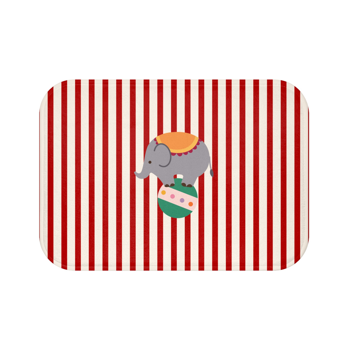 Circus Elephant Bath Mat with Red Striped Nursery Design