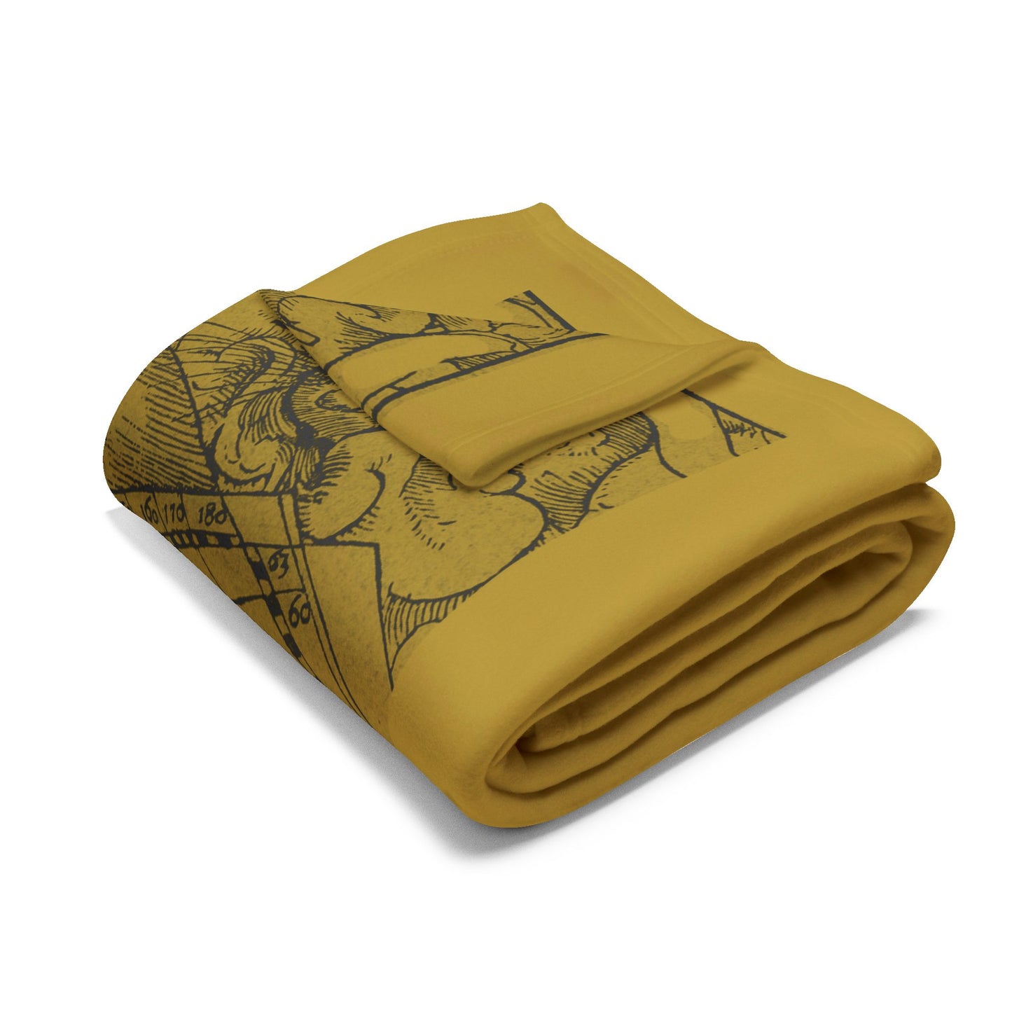 Vintage European Map Arctic Fleece Blanket, OLIVE GREEN
