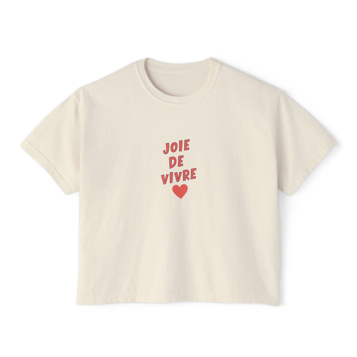 Joie de Vivre Boxy Cropped Tee, Ivory