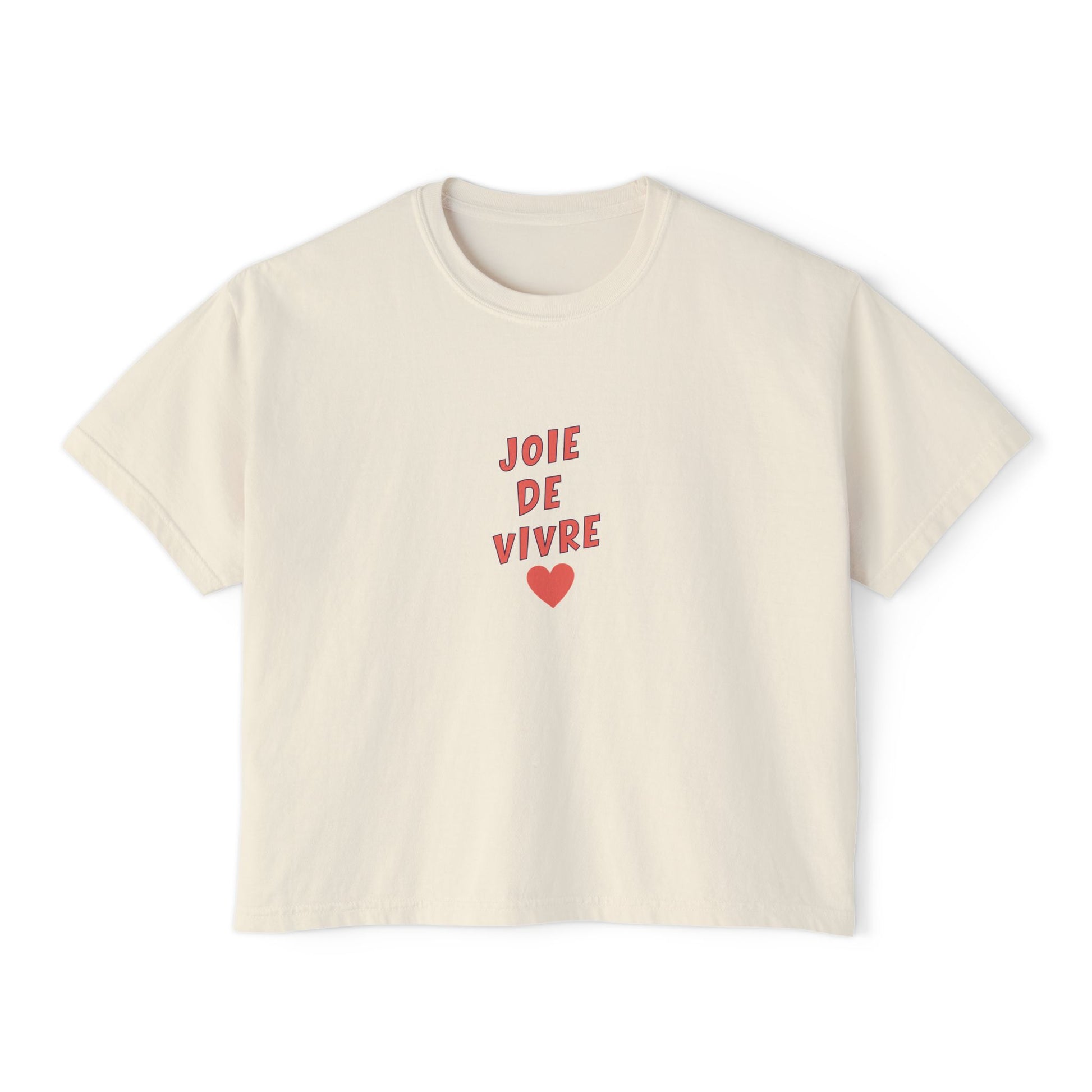Joie de Vivre Boxy Cropped Tee, Ivory