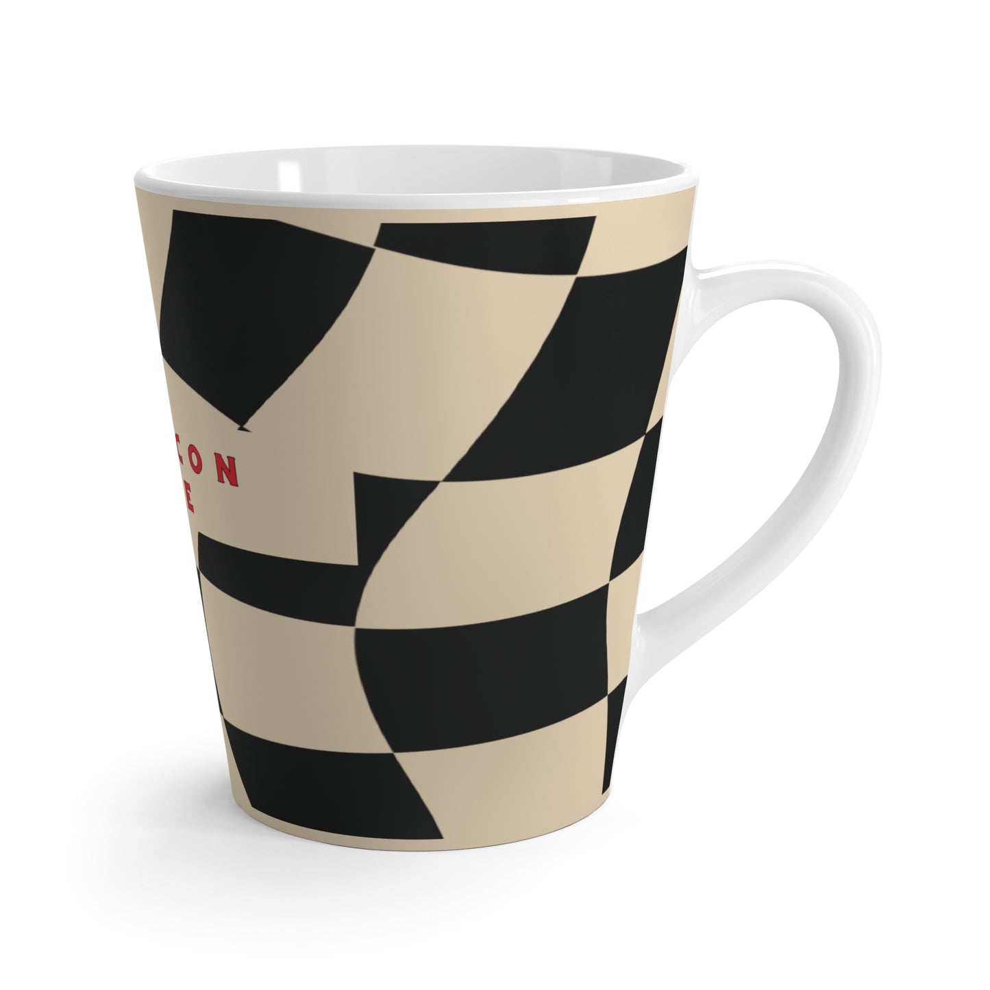 Cafe con Leche Latte Cup - Wavy Checker Board Mug