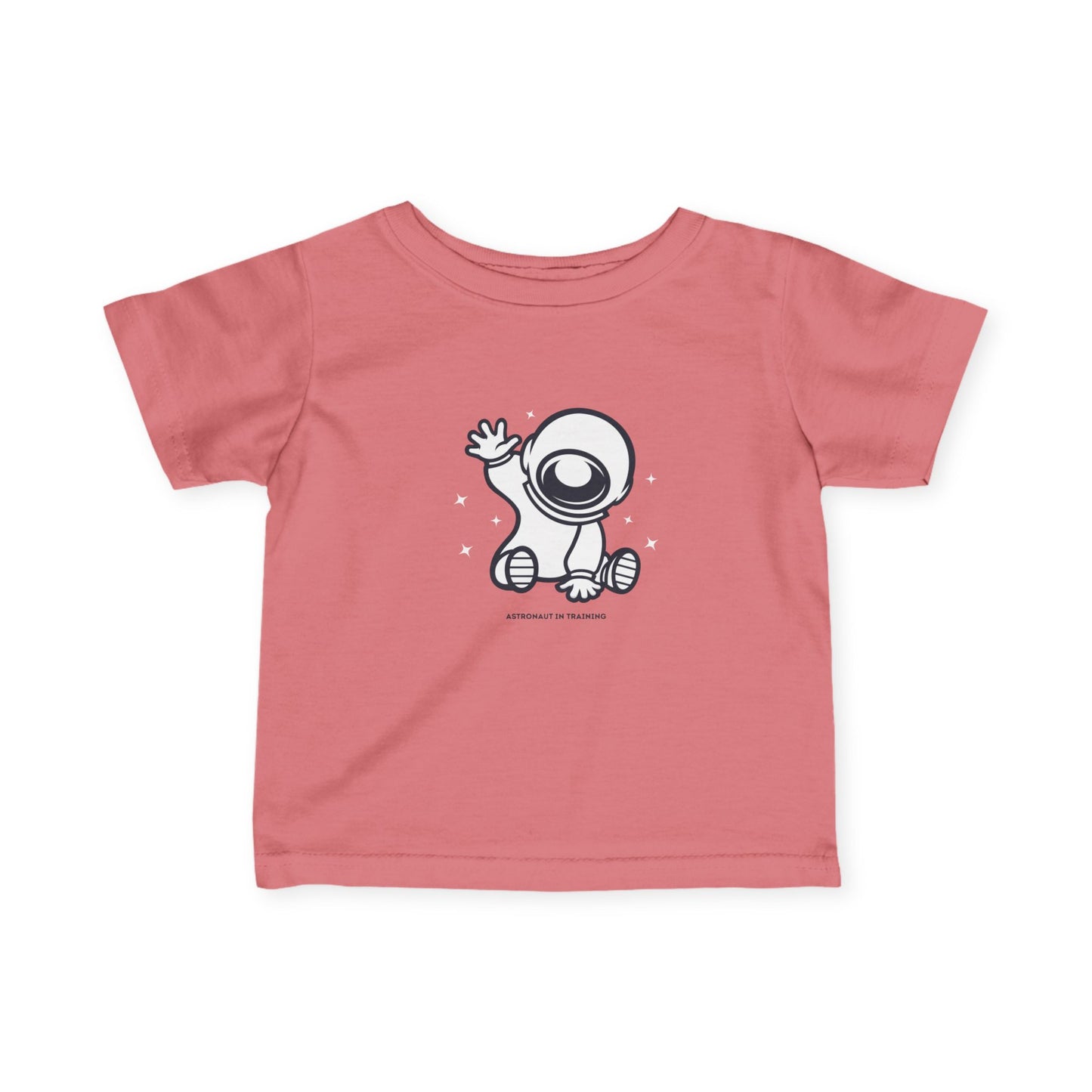 Pink t-shirt with a cartoon character on a white background