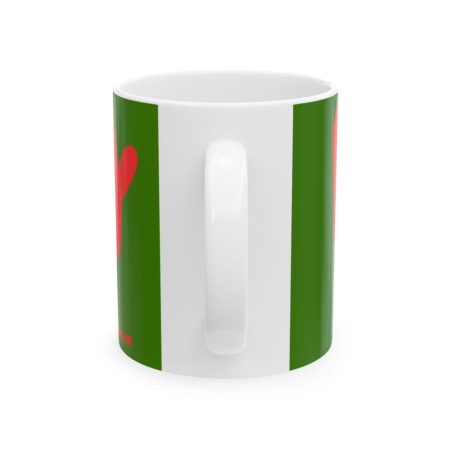 Modern Merry Christmas Ceramic Mug, Red- Green