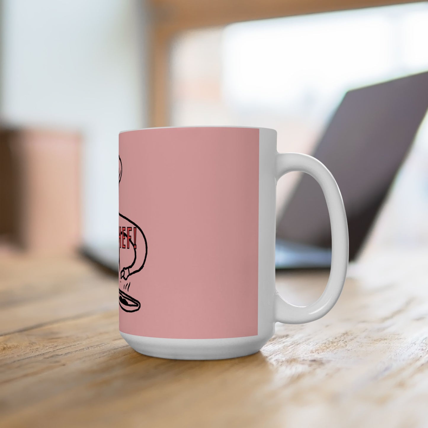 Oui Chef! Ceramic Mug, PINK  – French Yes, Chef Coffee Cup (11oz & 15oz)