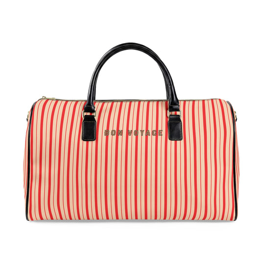 RED Striped Weekender Duffle