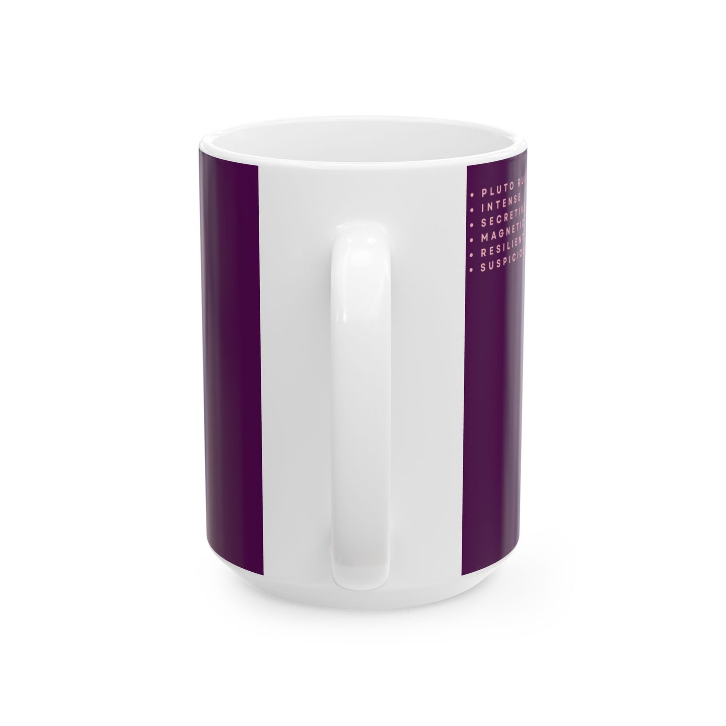 White mug with purple stripes on a white background