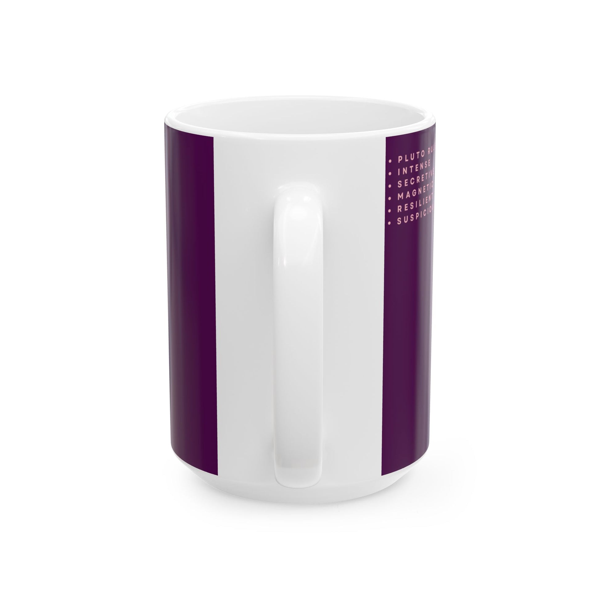 White mug with purple stripes on a white background