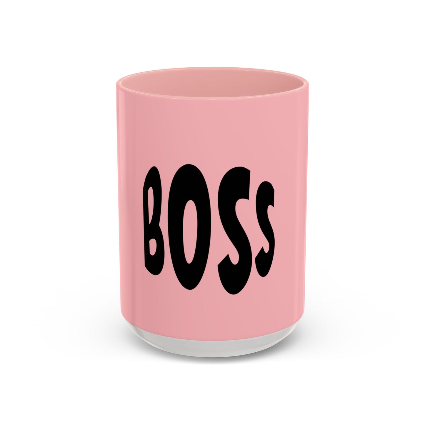 Pink tumbler with 'BOSS' text on a white background