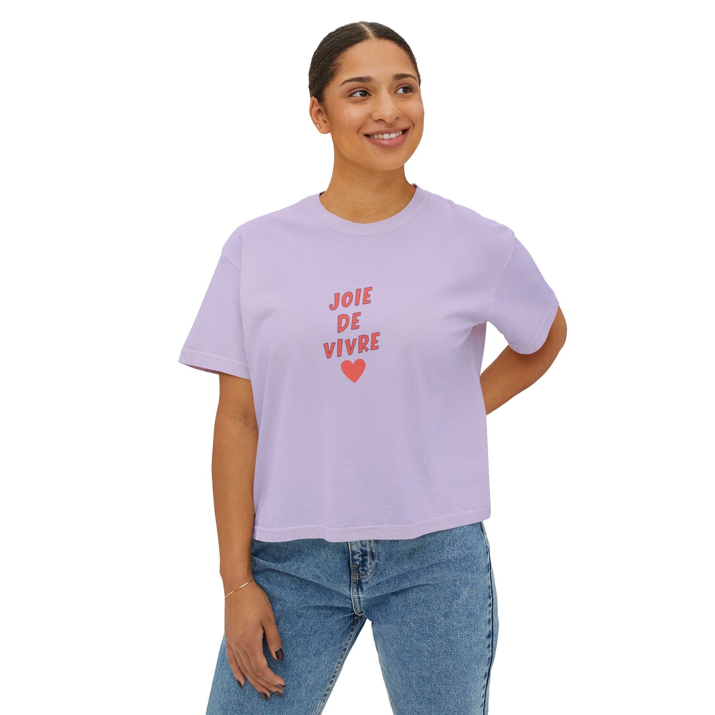 Joie de Vivre Boxy Cropped Tee, Lilac