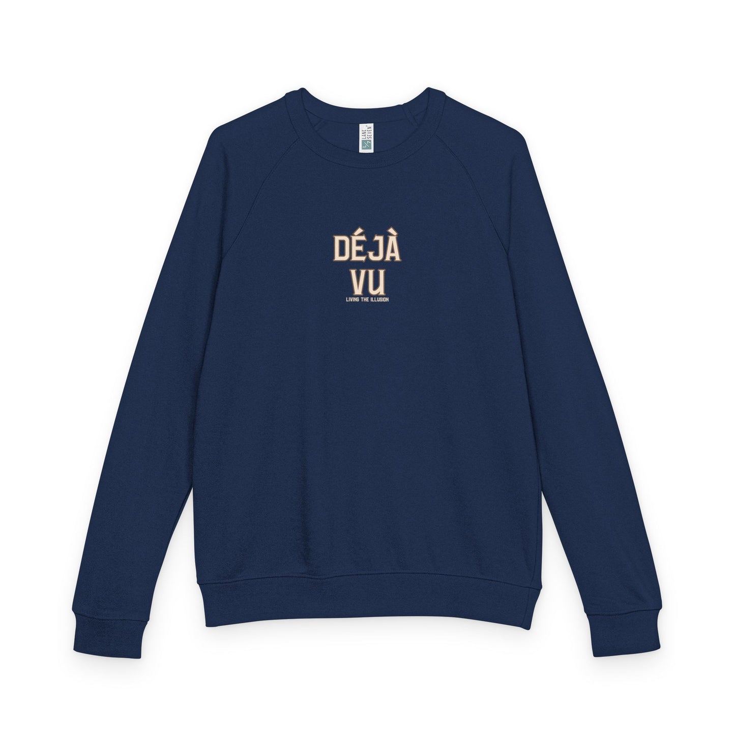 Navy  Blue Terry Cloth Ladies Sweatshirt - DEJA VU design 