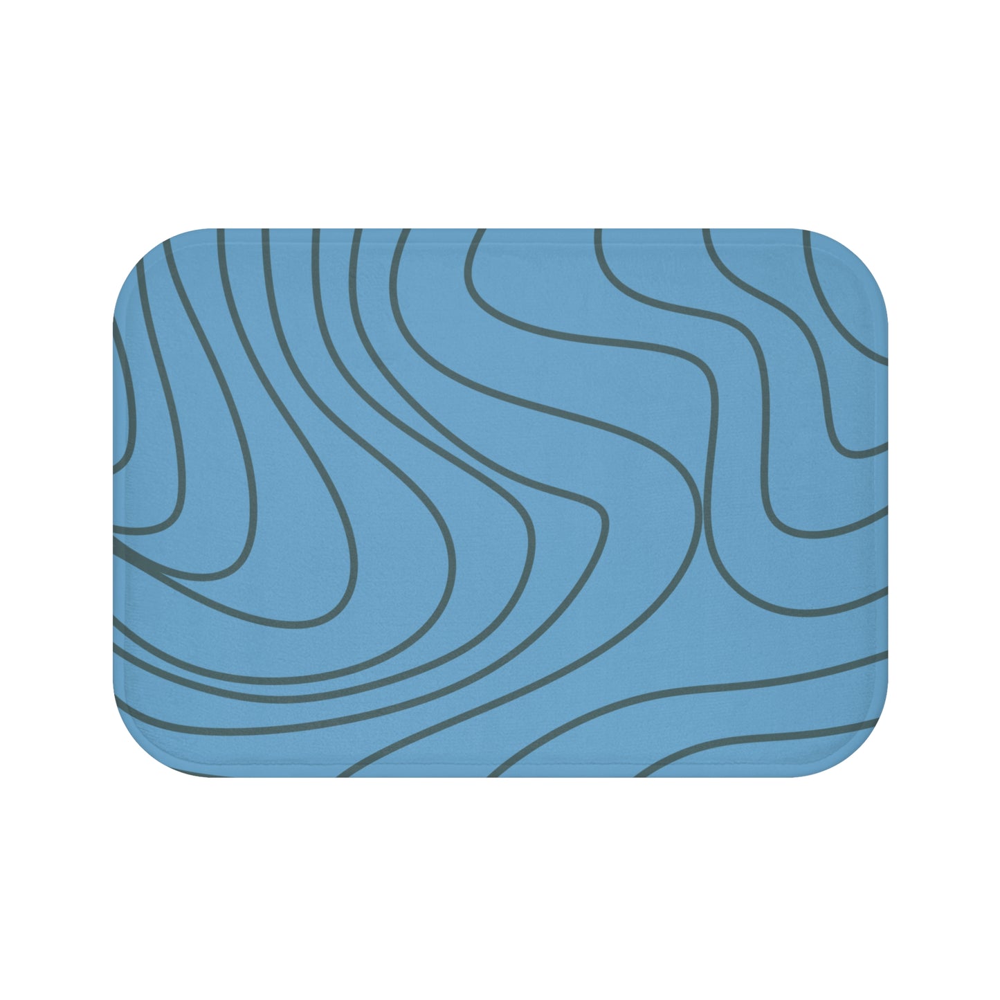 Abstract Wave Bath Mat – Azure Blue  | Contemporary Bath Decor