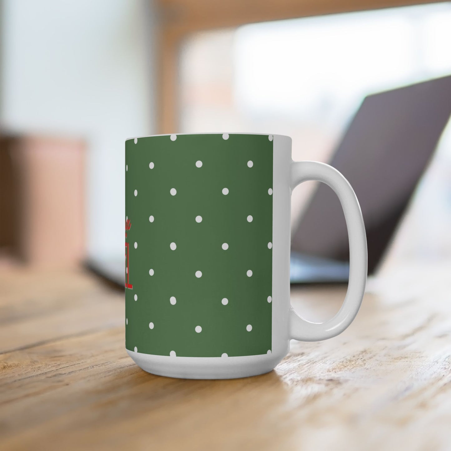 Green Polka Dot Christmas Coffee Cup