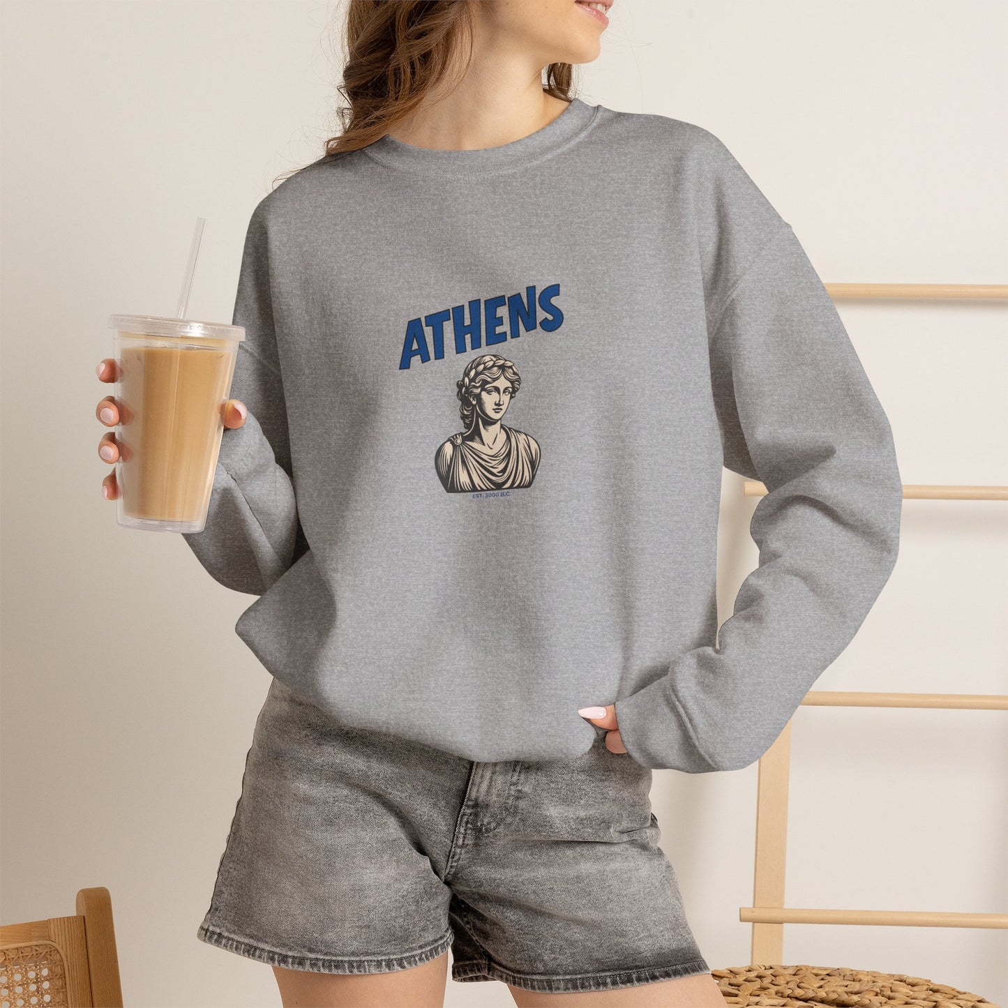 Athens Goddess Graphic Sweatshirt – Classic Greek Statue Crewneck