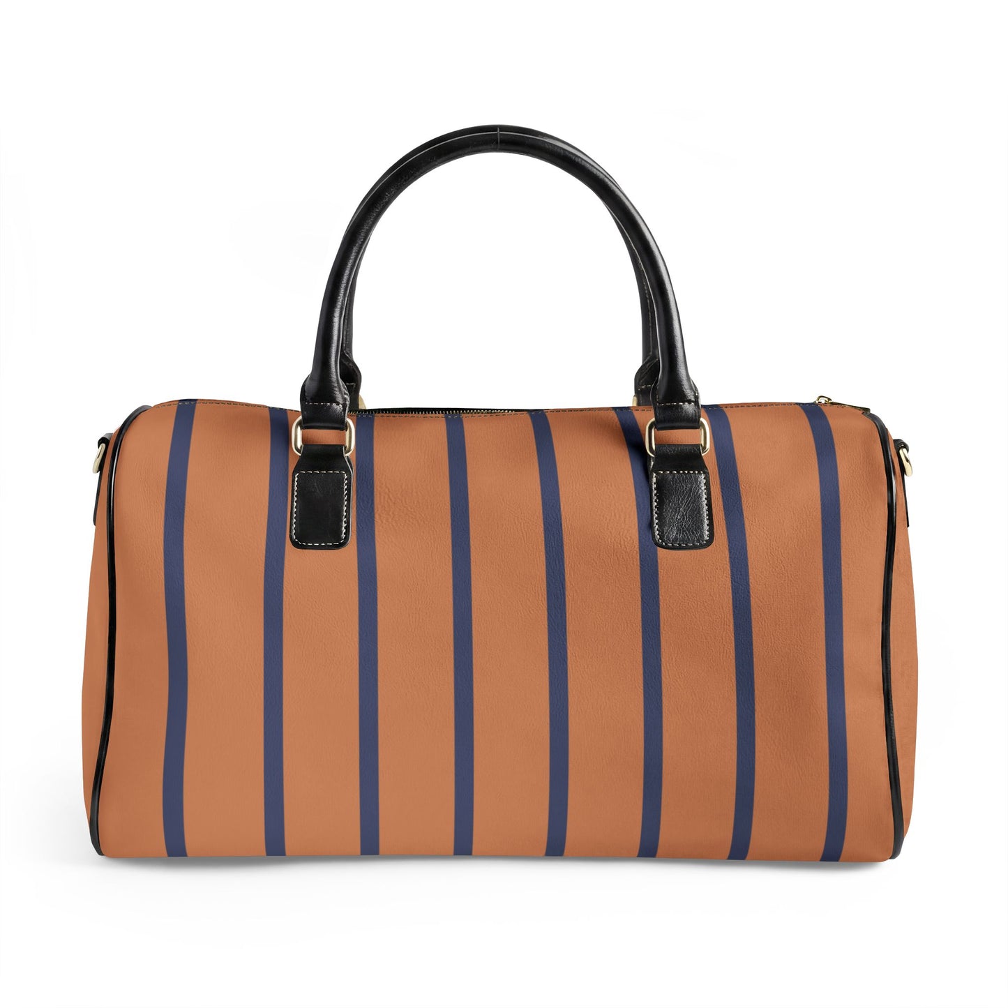 Chic Leather Travel Bag — 'Très Bon' Light Brown Striped Weekender
