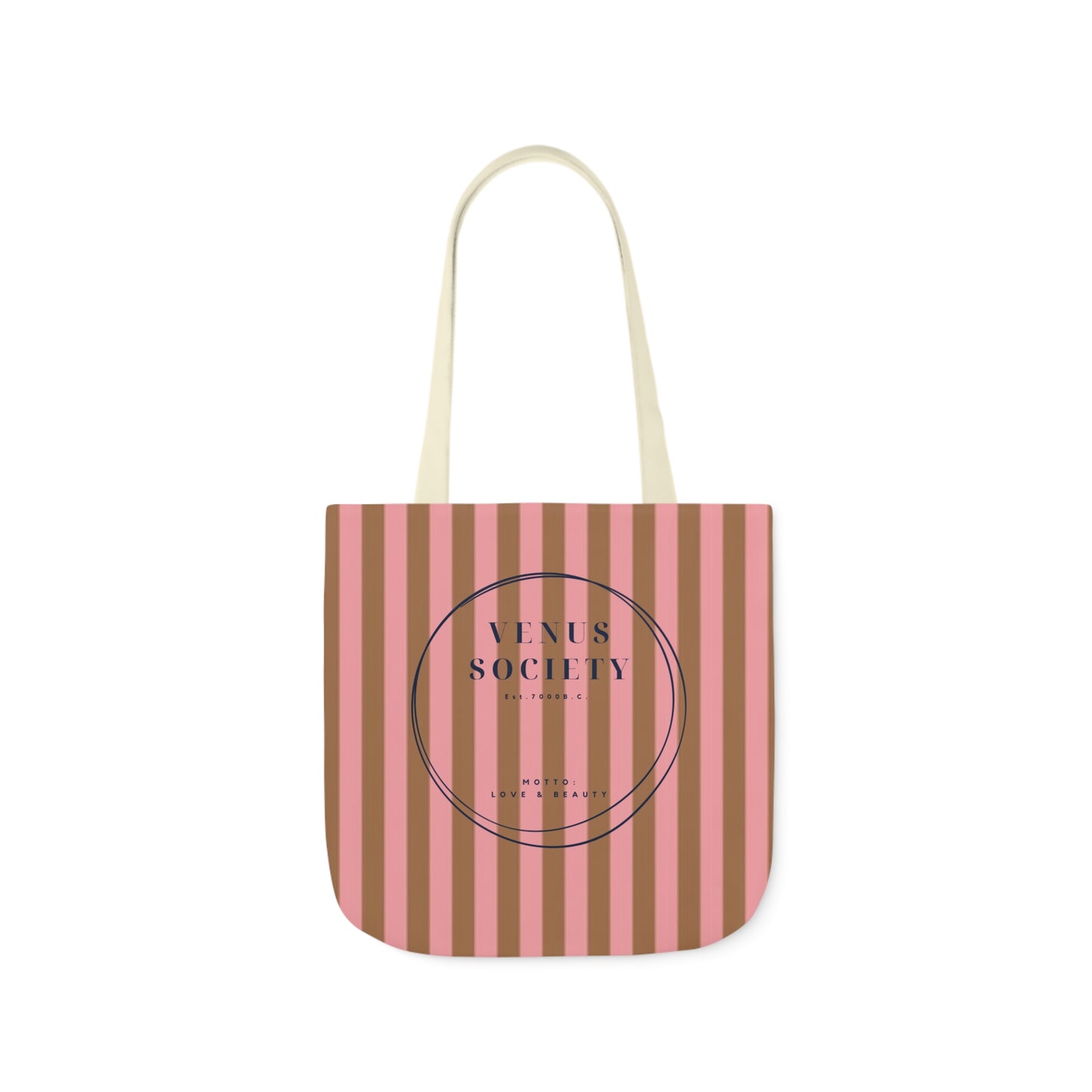 Preppy Pink and Brown Striped Venus Canvas Tote, Venus Society