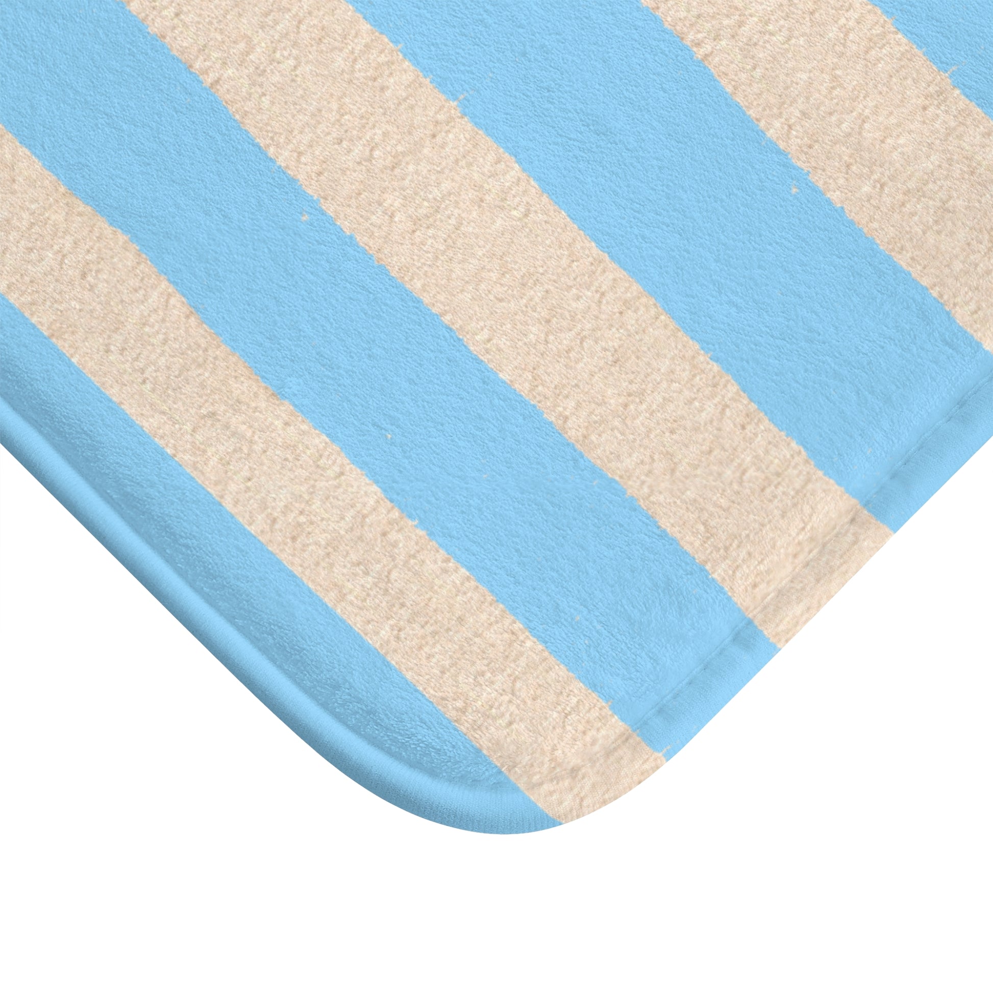 Close-up of a blue and beige striped fabric texture