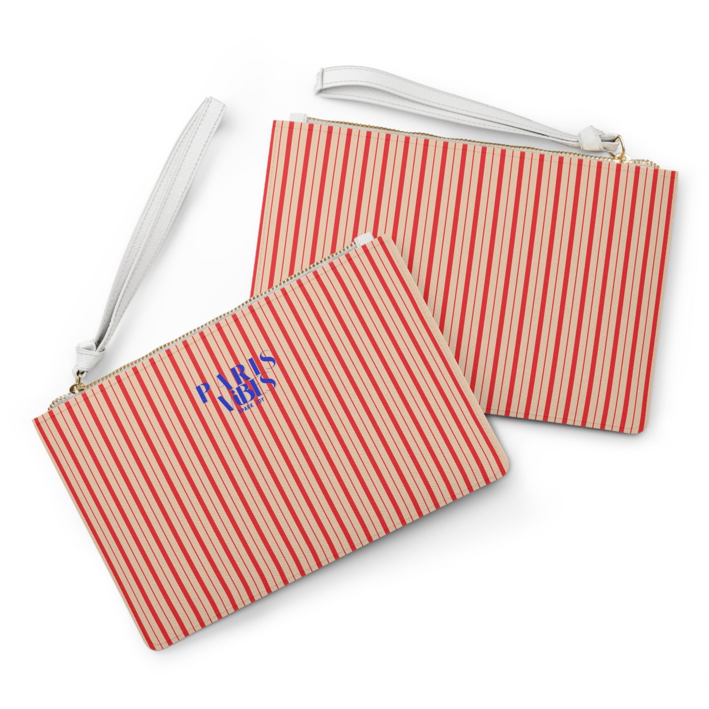 Two red and white striped pouches with a visible brand logo on a white background
