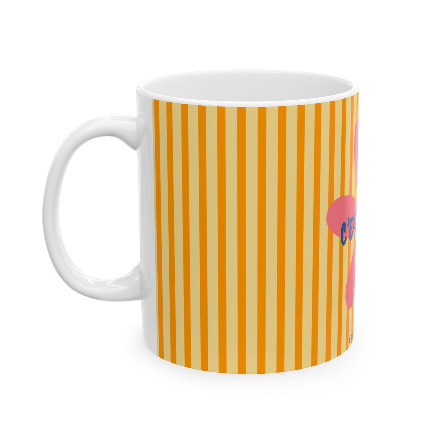C'est la Vie 'Be Happy Anyway' Flower Ceramic Mug, LEMON YELLOW - Encouragement Gift