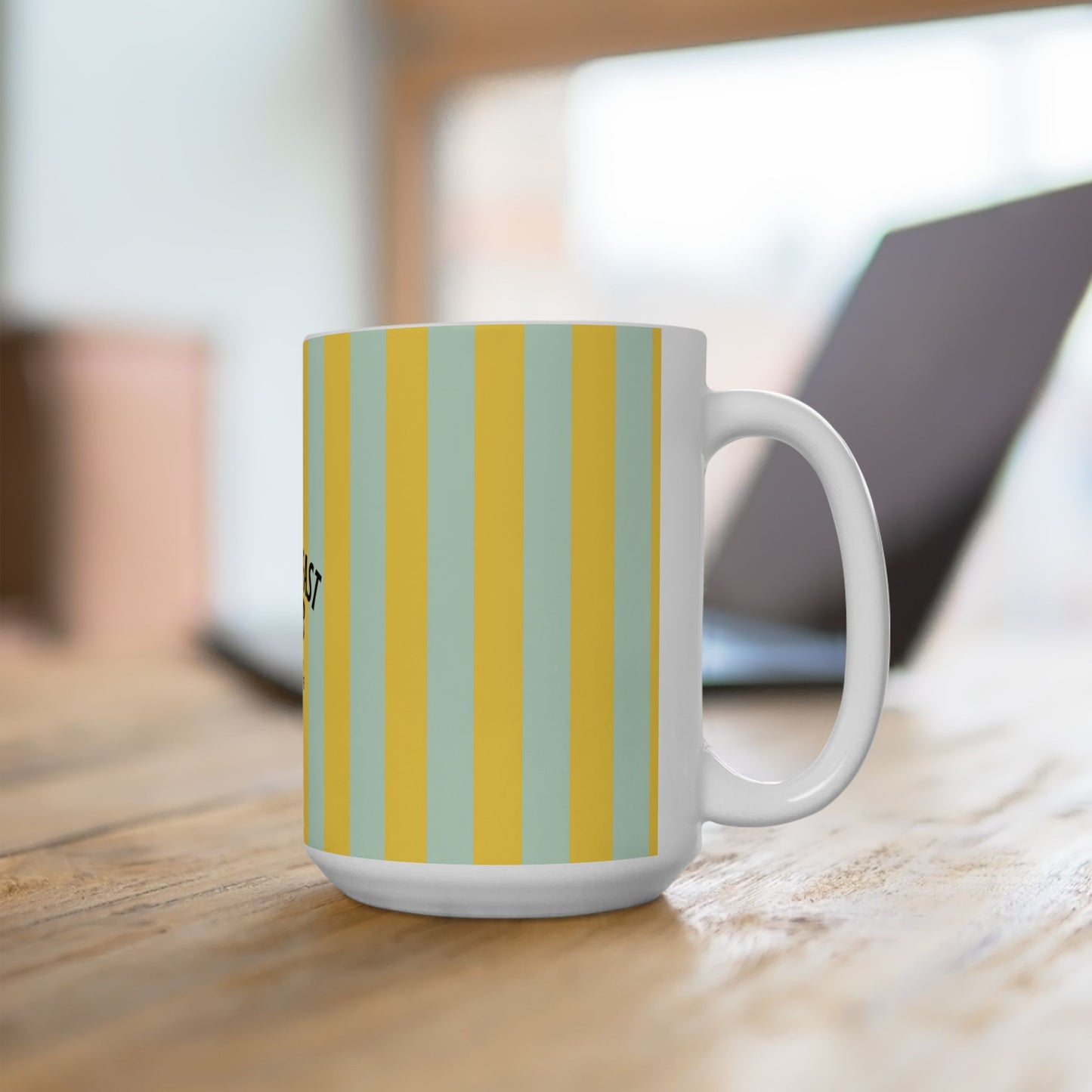 Ceramic Mug — "The Breakfast Club" Yellow Striped Coffee Mug (11oz & 15oz)