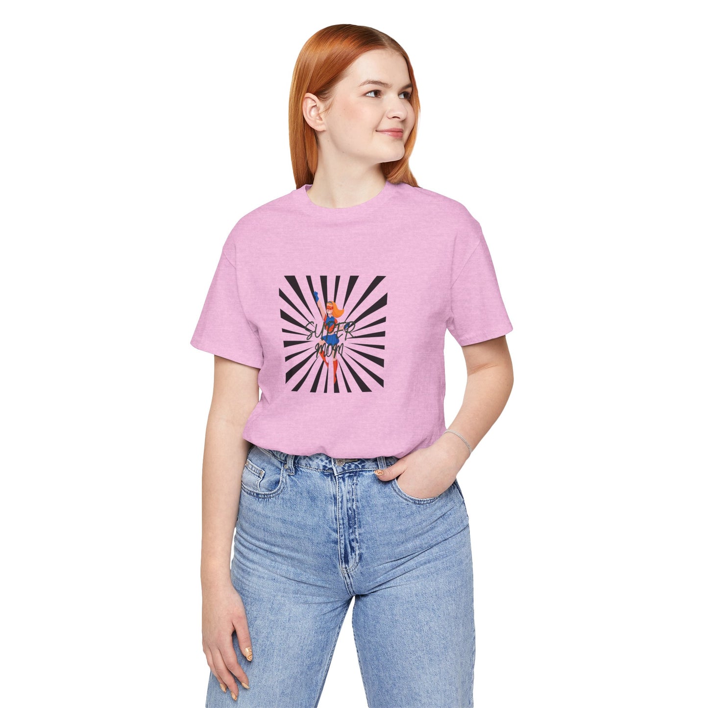 Super Mom Hero T-shirt, bubble gum pink