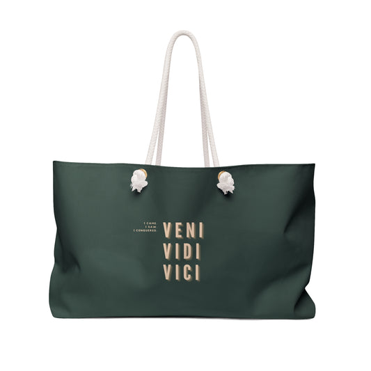 Veni, Vidi, Vici Dark Green Weekender Bag | Chic Travel Bag