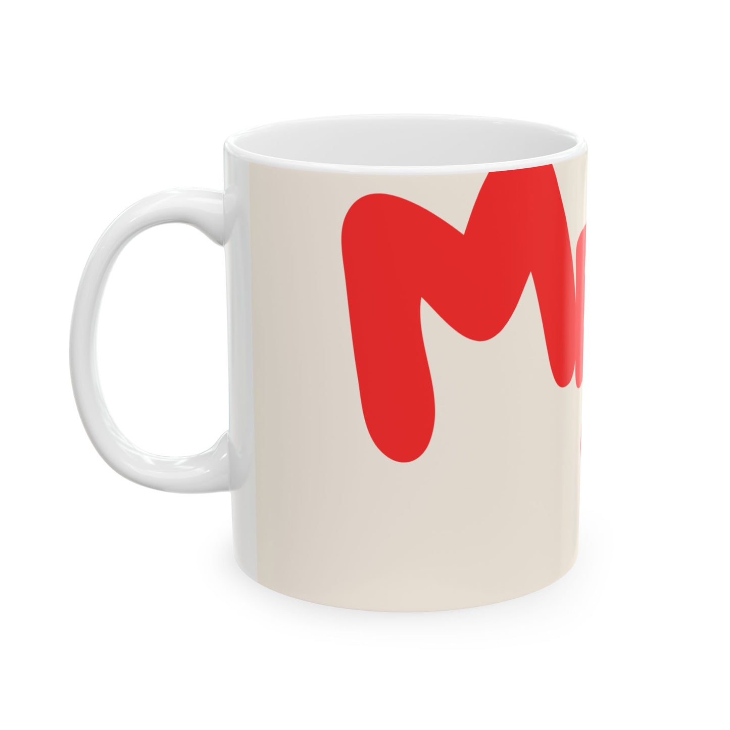 Modern Merry Christmas Ceramic Mug, Red - White