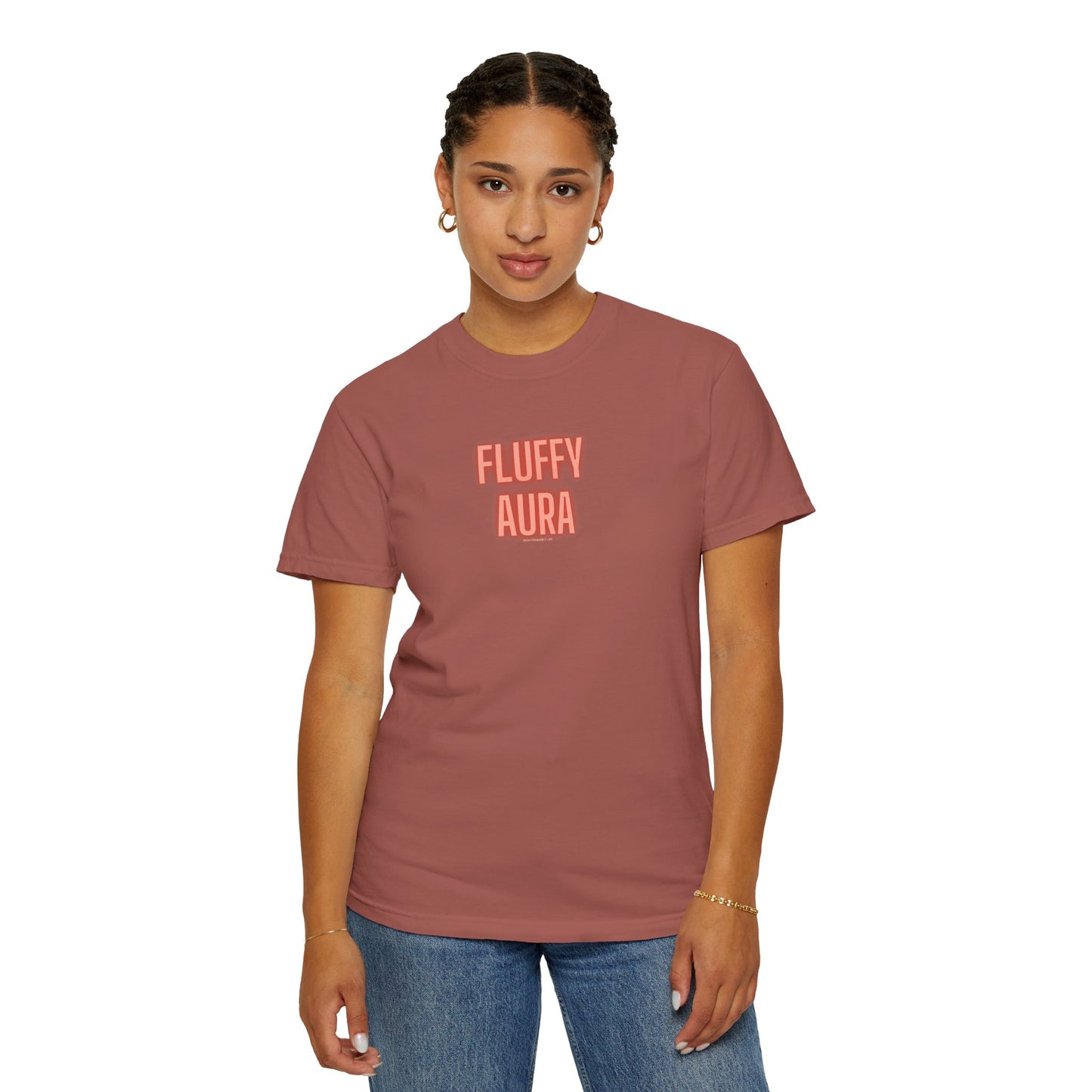 Fluffy Aura, High-Frequency Life Garment-Dyed T-shirt, Yoga Wear