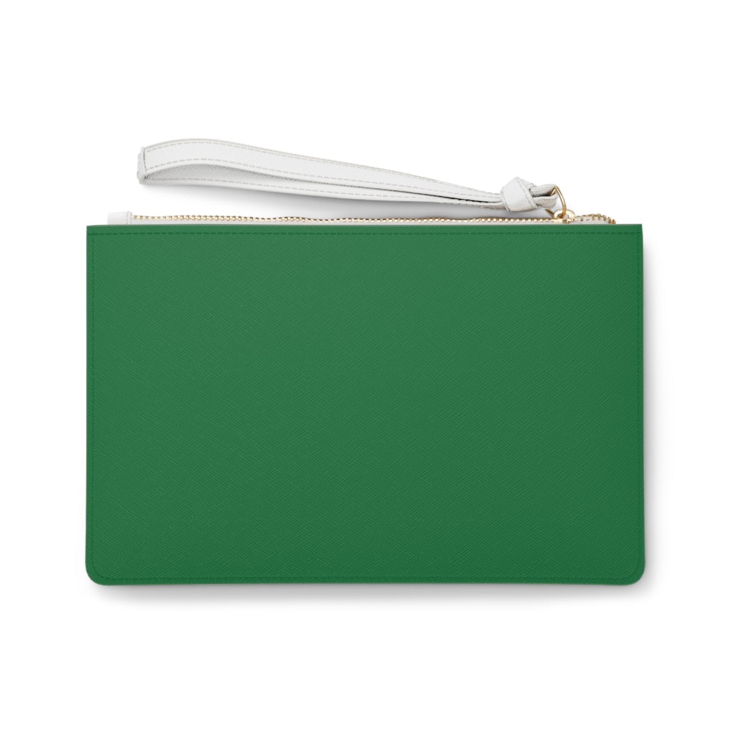 Green striped pouch with a white strap on a white background