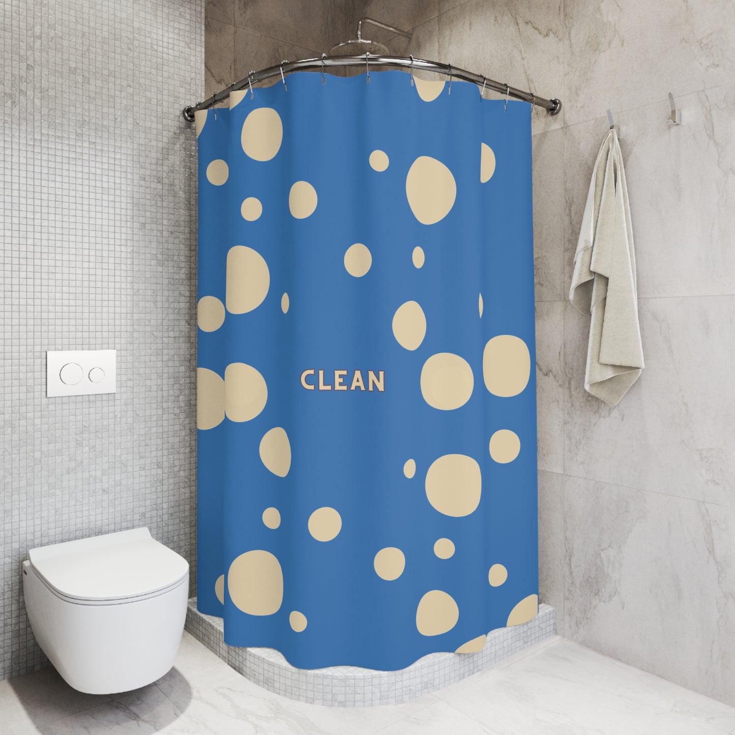 CLEAN Bubble Shower Curtain, Bright Blue — Playful Kid's Bathroom Décor